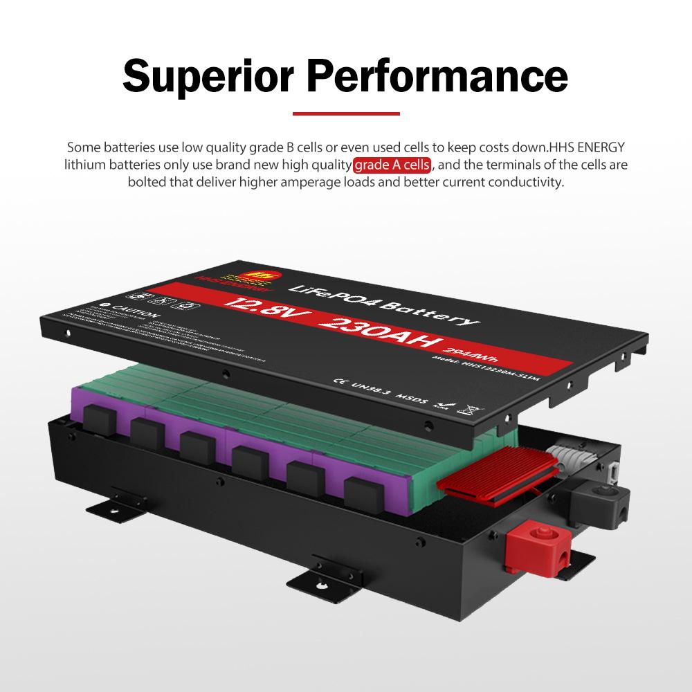 Lifepo4 Slimline 12v Lithium Battery 100ah 110ah 135ah 150ah Ultra-thin Lightweight Solar Battery Built in BMS for RV Boat
